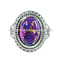 Purple Copper Turquoise 925 Solid Silver Ring Jewelry